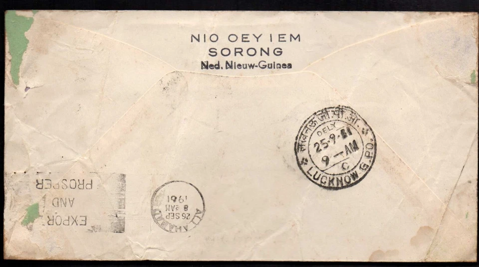 Netherlands New Guinea FDC First Day Cover Used to India 1961 Beetles Host Plant - Image 2 of 2