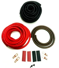 Battery Cable Relocation Kit  RED 1/0 ga OFC COPPER 12'+ 3'- Wiring Marine