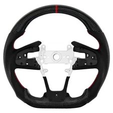 LOSCHEN Real Carbon Fiber Steering Wheel For HONDA CIVIC 2016-2021 BLACK LEATHER