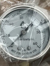 American Granby 2" Pressure Gauge, 0-60 PSI, Steel, Back Mount, 1/4NPT. Liquid