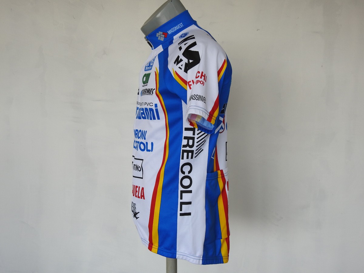Santini Cycling Mens Jersey White Blue Size L Shirt Full Zip