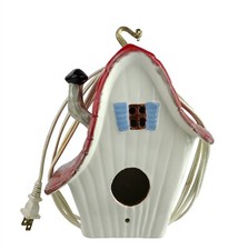Hand Painted Ceramic Whimsical Birdhouse Plug in Accent Lamp Night Light