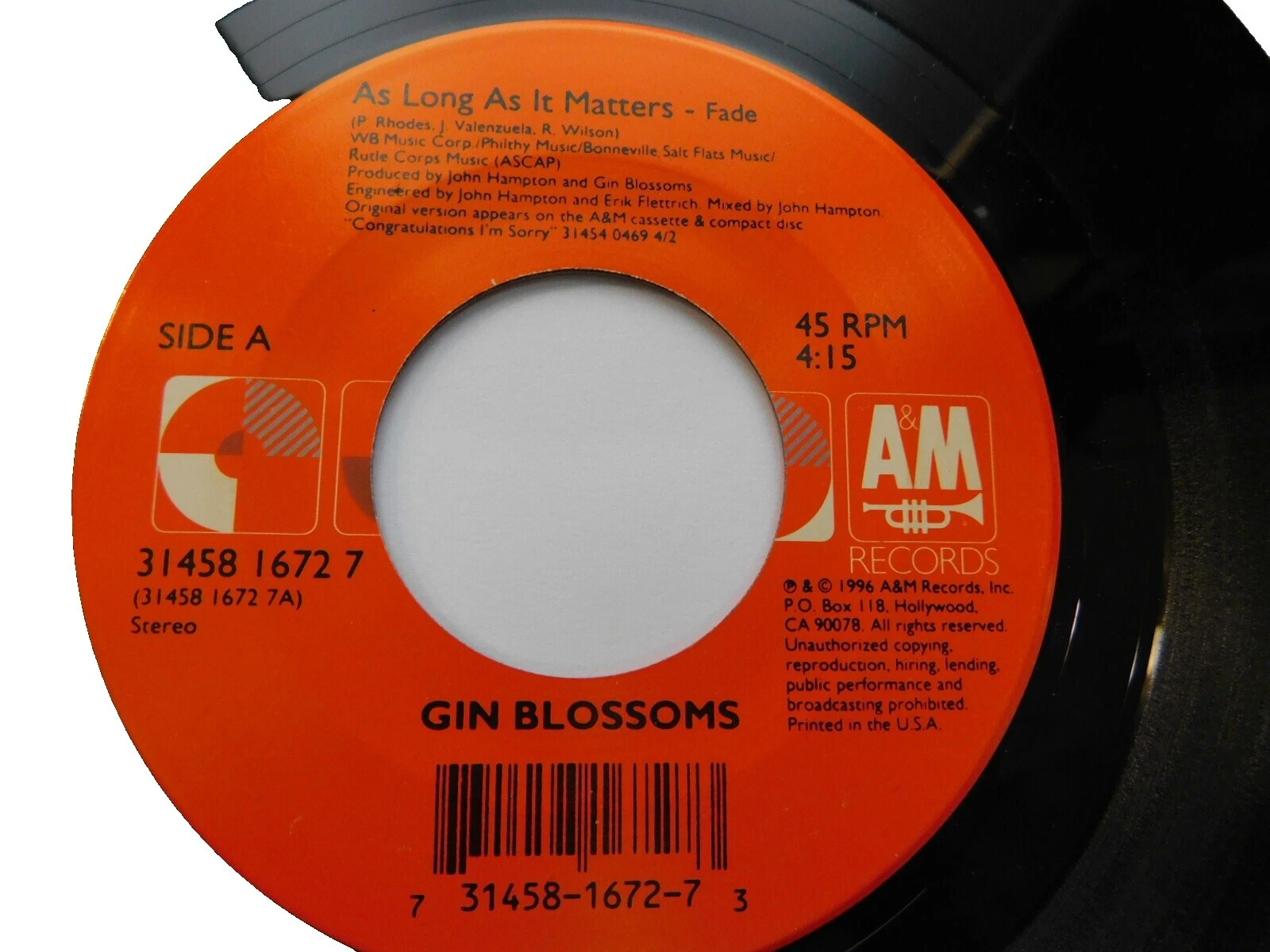 Discos de vinilo de rock single Gin Blossoms