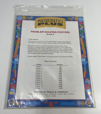 Math Solving Plus Mathematics Plus - Problem Solving Posters - Grade 4 | eBay