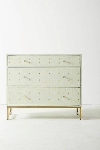 Bone Inlay Sprout Design Chest of 3 Drawers Light Green , dresser table - Picture 1 of 4
