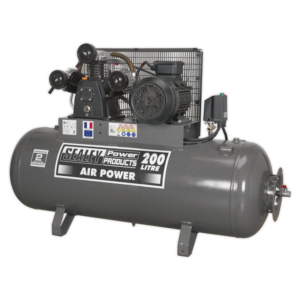 Sealey Compressor 200L Belt Drive 5.5hp 3ph Garage Workshop DIY