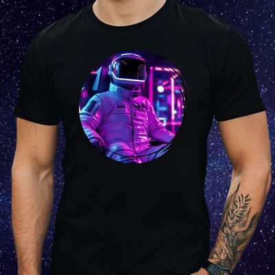 Men's Astronaut T-Shirt with VR Glasses Motif Cotton Size XS to 5XL