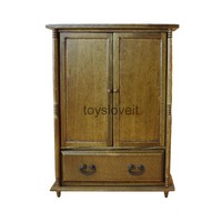 Dolls House Miniature 1:12 Bedroom Furniture Wooden Wardrobe With Drawers Dolls House Miniature 1:12 Bedroom Furniture Wooden Wardrobe With Drawers