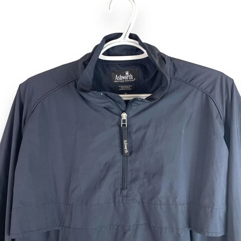 Jaqueta de chuva masculina Ashworth Weather Systems ventilada golfe M preta 1/4 zíper poliéster - Imagem 2 de 4