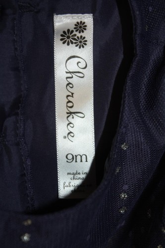 Cherokee Baby Girl Navy Silver Sparkle Sleeveless Party Holiday Dress Sz 9 Mo - Picture 3 of 3
