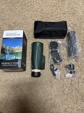 80X100 HD Monocular Telescope for Adults with Smartphone Adapter, High Power Mon