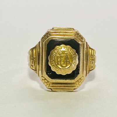 1948 Utica Free Academy New York 10K Yellow Gold Jostens Sz 7.5