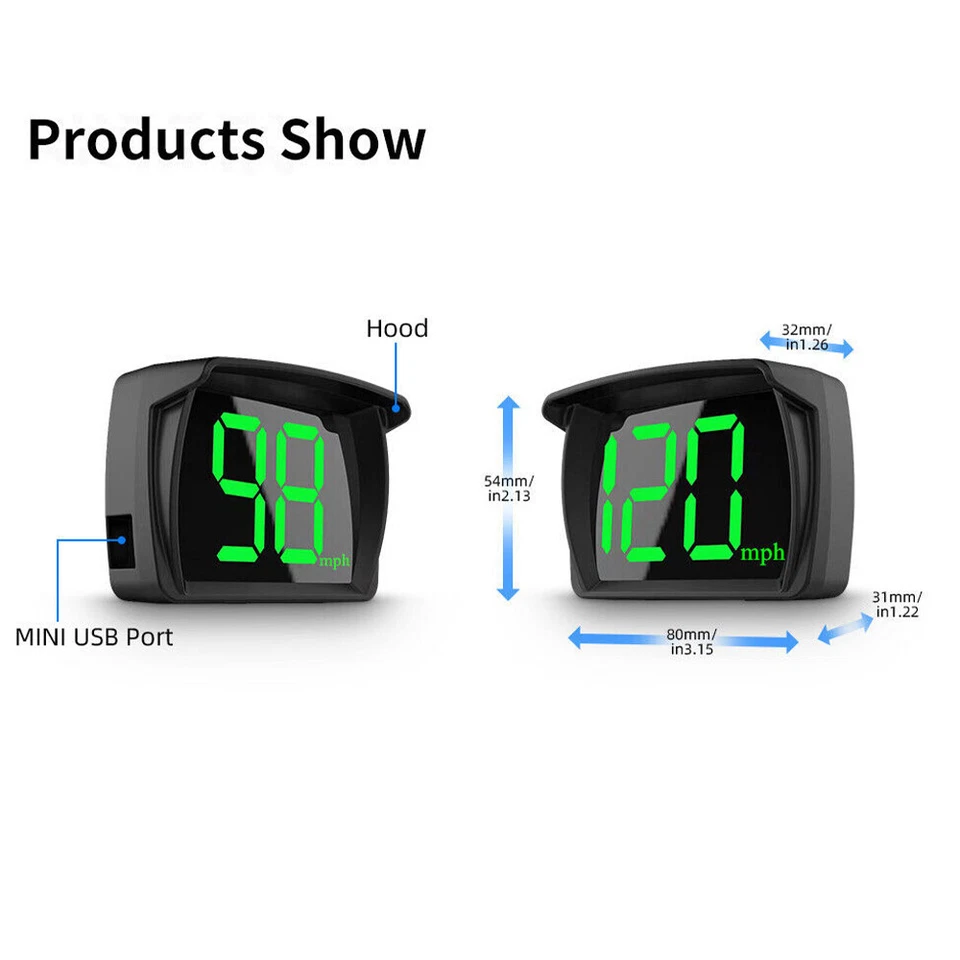 Universal Smart Car Digital GPS Speedometer HUD Head Up Display MPH Speed HD ABS - Изображение 4 из 4