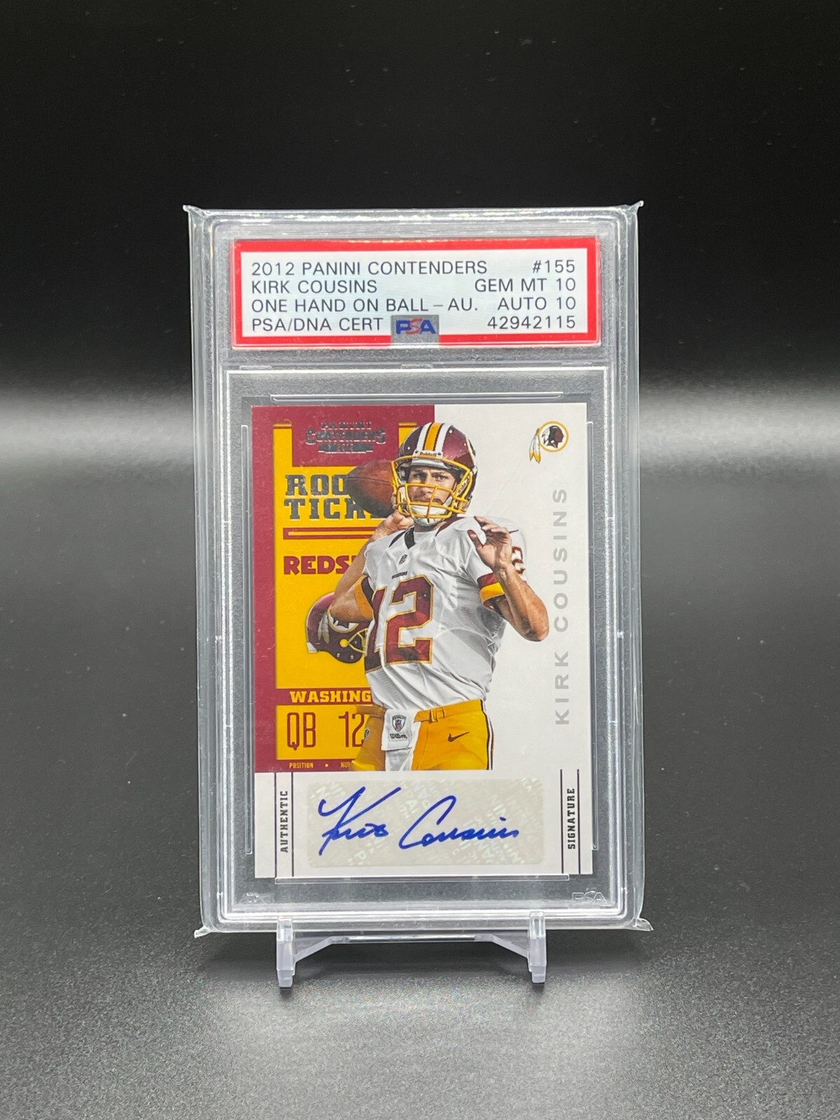 2012 Contenders Rookie Ticket Variation /175 Kirk Cousins PSA 10 Auto 10