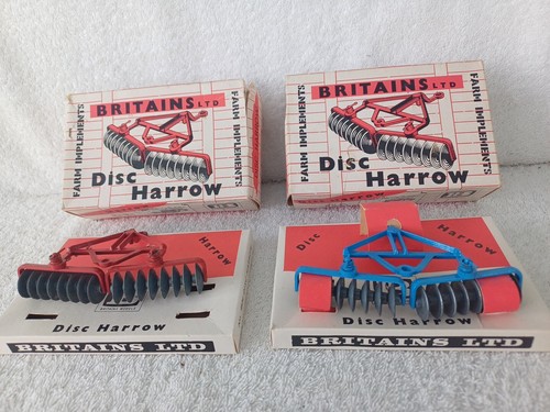 Britains Farm 1/32 Scale 9534 Red & Blue Version Disc Harrows Original Boxes