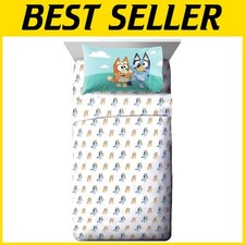Bluey 3 Piece Toddler Sheet Set - White Blue