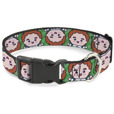 Plastic Clip Collar Elf Chibi Buddy Face Flip Stripe Greens NARROW-S (US IMPORT)