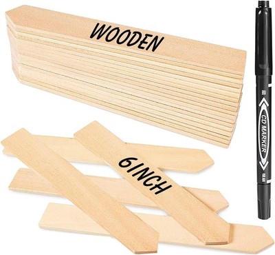 Zkptops 50Pcs Wooden Plant Labels Tags 6 small, Hk Rectangular 50pcs