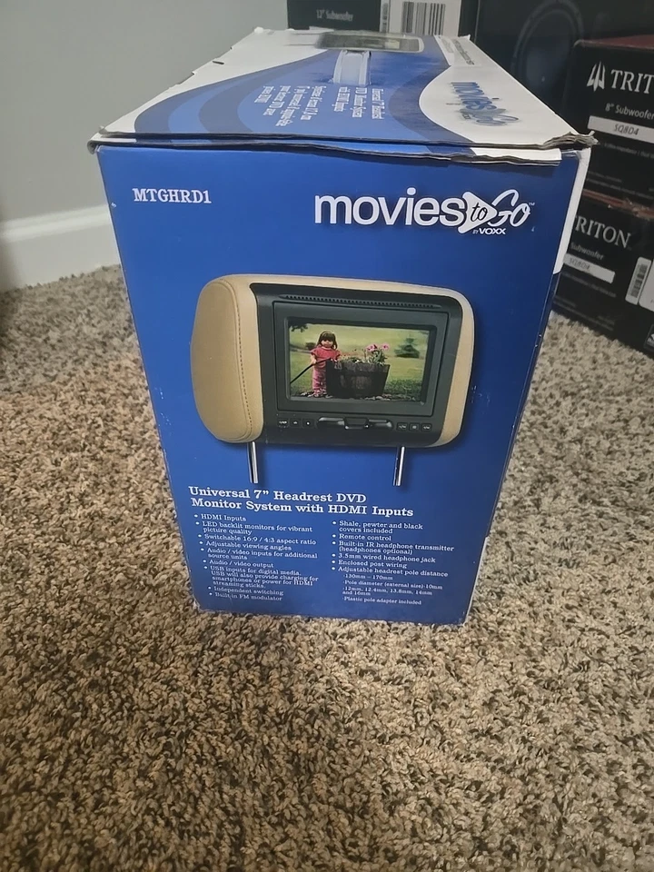 AUDIOVOX MTGHRD1 SINGLE 7" HEADREST MONITOR w/ DVD/HDMI/MHL INPUTS MOVIESTOGO - Image 2 of 4