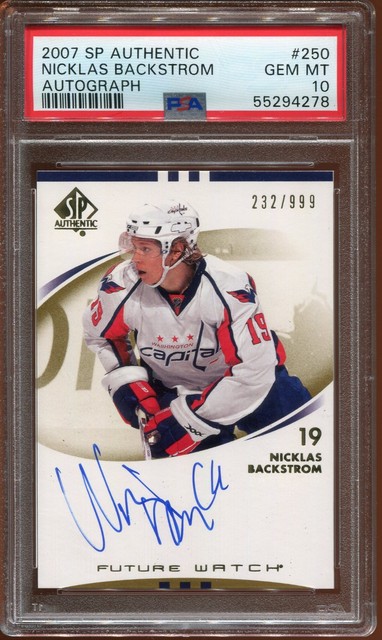 2007-08 SP Authentic FW Nicklas Backstrom Auto RC 232/999 #250 PSA 10 GEM MINT