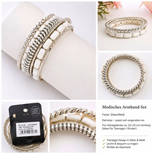 Armband-Set 5er Silber/Weiß Feste Ausfürhru...