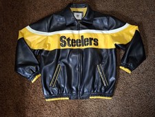 VTG G-III Apparel NFL Pittsburgh Steelers Men's Faux Leather Jacket Size Large