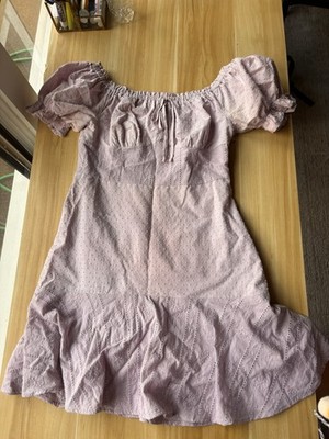 Mi Ami  Lush Dress S Short Sleeve with Peasant Floral Design Pint Summer preppy 