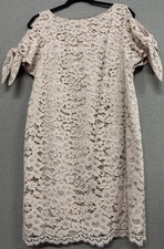 Vince Camuto Pale Blush Lace Cocktail Shift Dress Modern Boho Chic Coquette Play