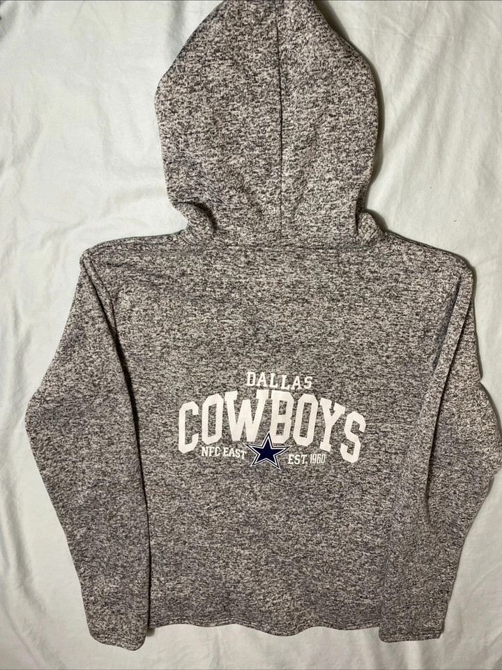 Chaqueta con Capucha Dallas Cowboys Cremallera Completa Ligera Gris/Blanco/Negro Para Mujer XL Foto 4 de 4