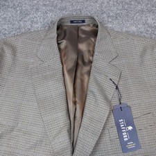 Stafford Travel Jacket Sport Coat Blazer 46R Brown Houndstooth Year Round
