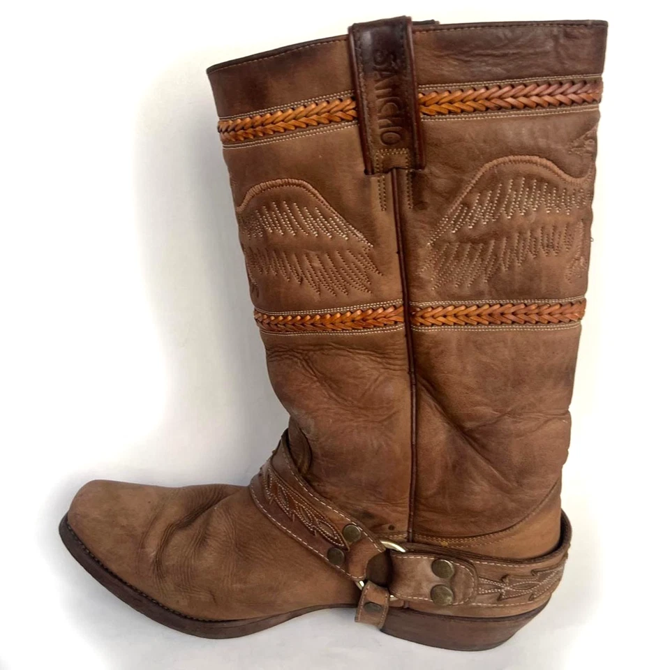 Botas de Vaquero SANCHO Cuero Genuino Trenzadas en Forma de Ala con Hebilla Correa para el Tobillo 46 Foto 2 de 4