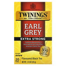 Black Tea, Earl Grey, Extra Strong, 20 Tea Bags, 1.41 oz 40 g 