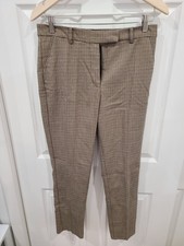 MNG Mango Womens Brown Tan Houndstooth High Waist Trousers Dress Pants Size 6