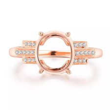 10x8mm Oval Semi Mount Ring 925 Sterling Silver Rose Gold Solitaire Women Ring