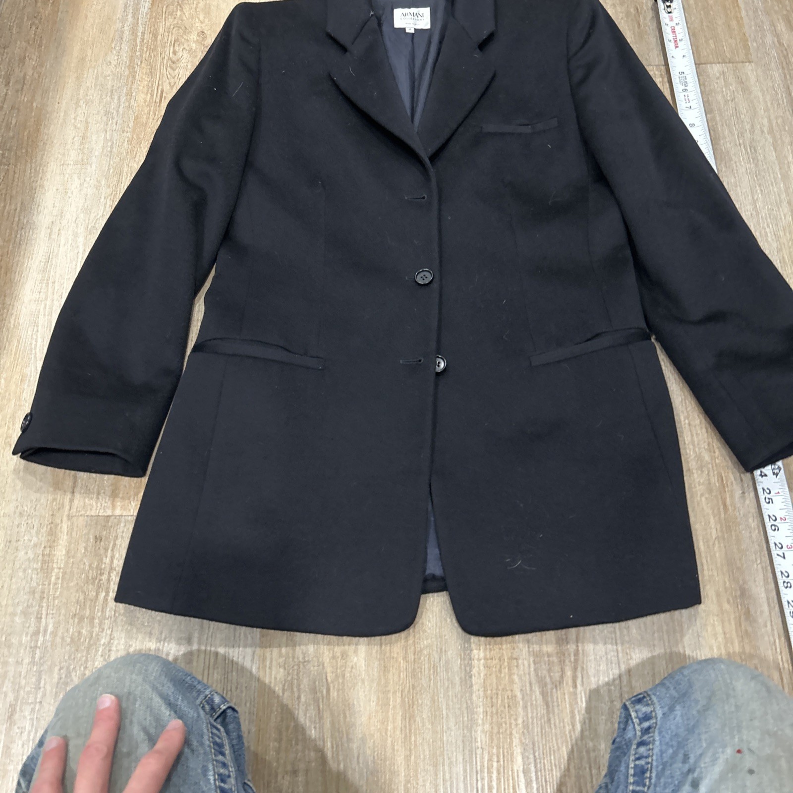 Armani Collezioni Blazer Womens Black Wool Mohair Single Breasted Jacket Size 10