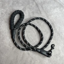 Dog Leash 5 FT Heavy Duty Braided Rope Reflective with Padded Handle Black