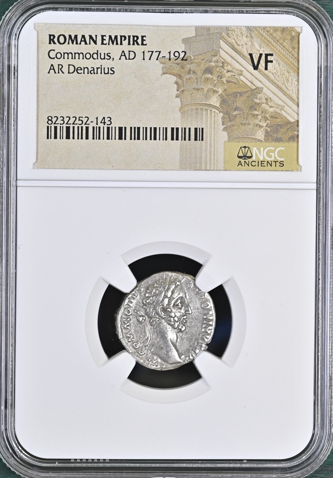 Collectible Roman Silver Denarius of Commodus (AD 177-192) NGC - VF Grade