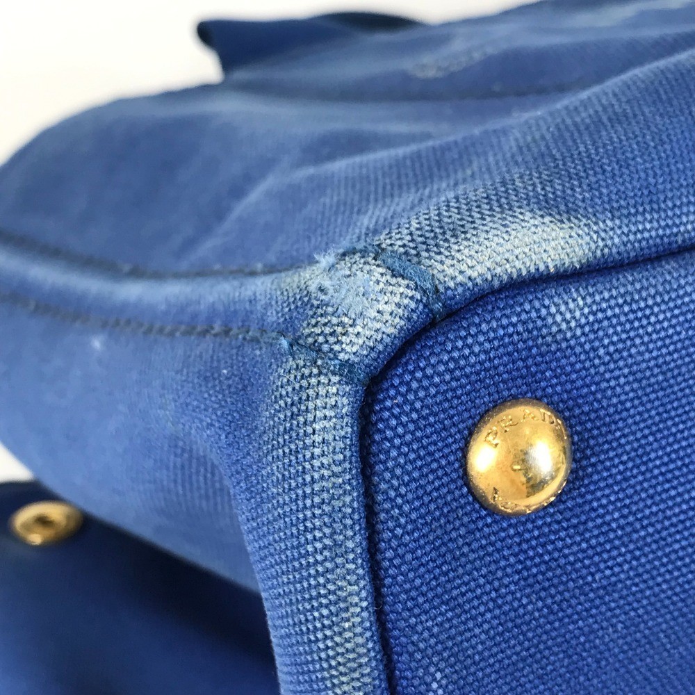 PRADA Canapa L Handbag Bag Tote Bag Blue Unisex Used from japan thumbnail 6