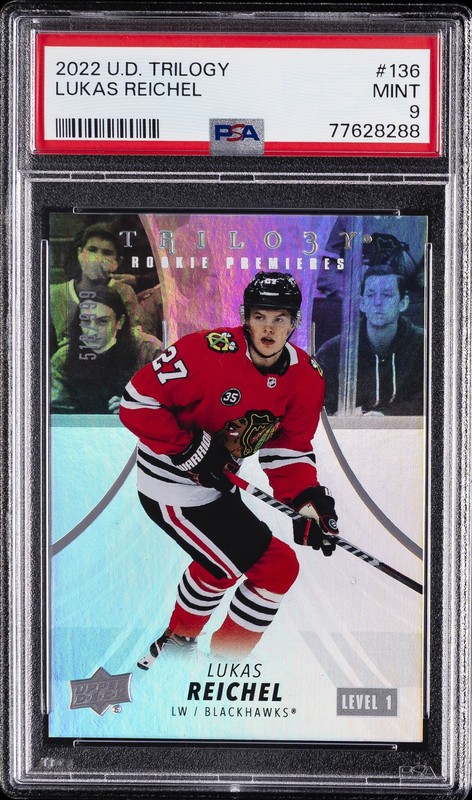 2022 UPPER DECK TRILOGY #136 LUKAS REICHEL 518/999 PSA 9