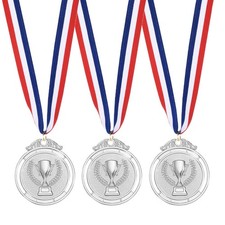 3 Pcs 2" Metal Award Medals for Sports, Silver Wheat Style
