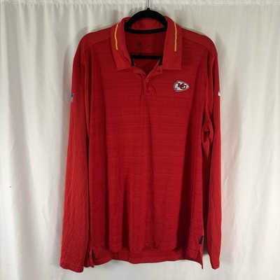 Kansas City Chiefs Polo Men's Large Red Long Sleeve Collared Pullover Lightweigh