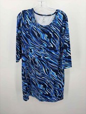 Pre-Owned Lulu B Blue Size Large Knee Length Long Sleeve Dress