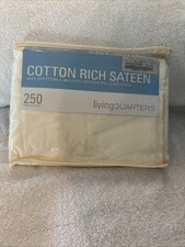 Living Quarters 2 King Pillowcases Cotton Rich Sateen Ivory 250 Count NEW