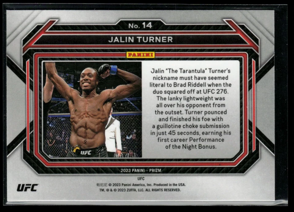 2023 Panini Prizm UFC #14 Jalin Turner - Image 2 of 2
