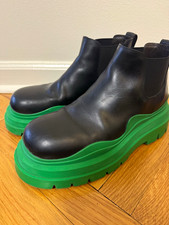 Bottega Veneta Men’s Sz 11 Leather Chelsea Ankle Boots Black/Green