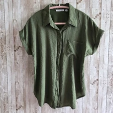 NOTATIONS  BLOUSE SHIRT TOP WOMENS SIZE M GREEN