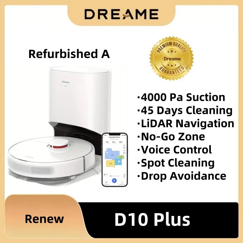 Dreame D10 Plus Aspirateur robot reconditionné A fonction nettoyage 4000Pa