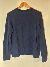 American Eagle Women's Solid Blue Soft Cotton Blend Knit Long Sleeve Sweater S