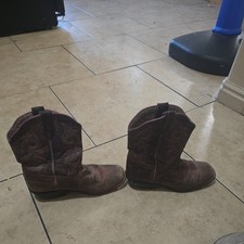 Dan Post DPC3947 Girls Size US 3 D Western Boots Brown Purple Majesty Leather
