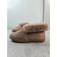 Bearpaw Slippers 8 Tan Suede Shearling Lined Slip On Comfort Winter House Shoes